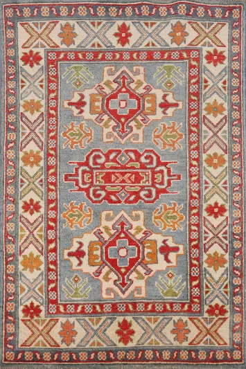 Blue Kazak Handmade Wool Accent Rug 3x4