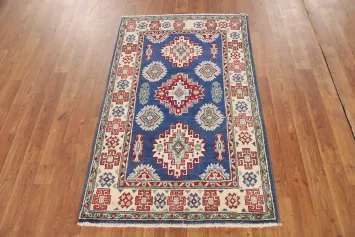 Blue Kazak Handmade Wool Accent Rug 3x4