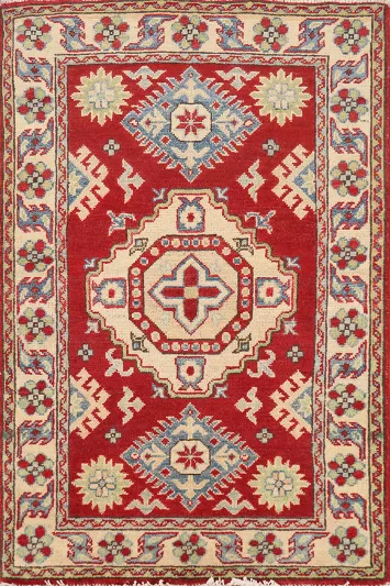 Red Kazak Handmade Wool Accent Rug 3x4