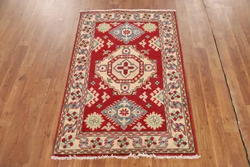 Red Kazak Handmade Wool Accent Rug 3x4