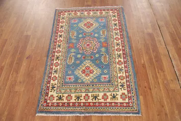 Blue Kazak Geometric Pakistani Accent Rug 3x4