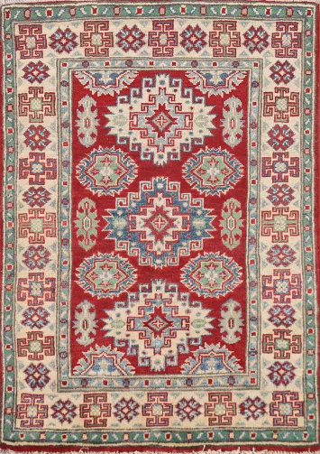 Red Kazak Handmade Wool Accent Rug 3x4