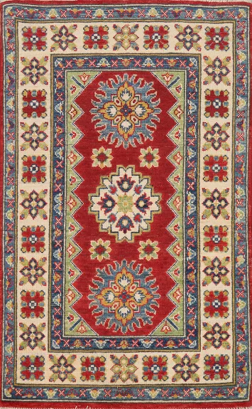 Red Kazak Handmade Wool Accent Rug 3x4