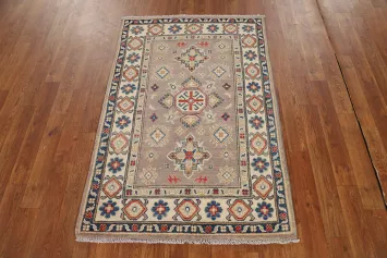Light Brown Kazak Handmade Wool Accent Rug 3x4