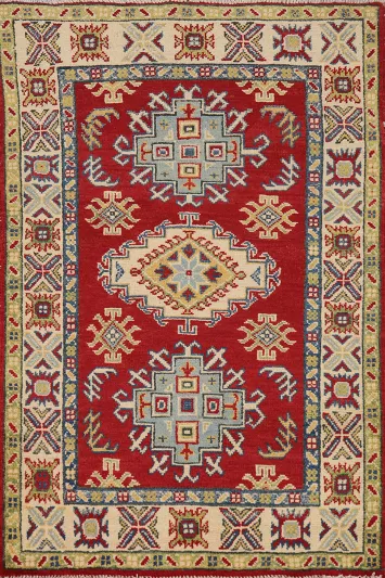 Red Kazak Handmade Wool Accent Rug 3x4