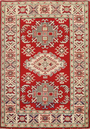 Red Kazak Handmade Wool Accent Rug 3x4