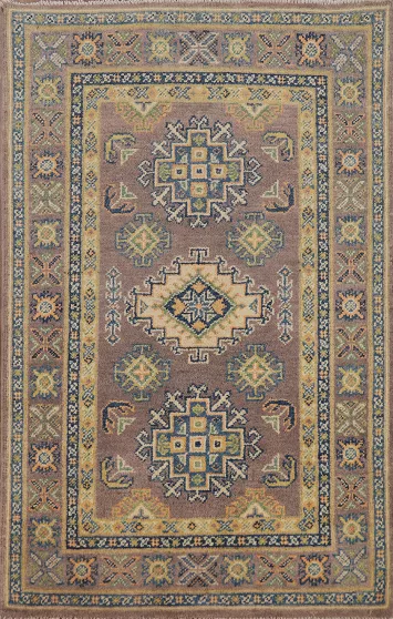 Brown Kazak Handmade Wool Accent Rug 3x4
