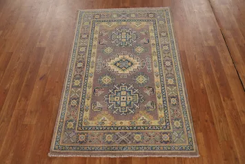 Brown Kazak Handmade Wool Accent Rug 3x4