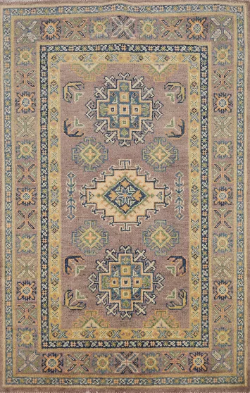 Handmade Brown Kazak Wool Accent Rug 3x4