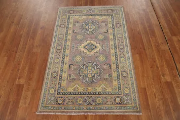 Handmade Brown Kazak Wool Accent Rug 3x4