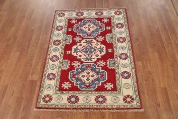 Red Kazak Handmade Wool Accent Rug 3x4