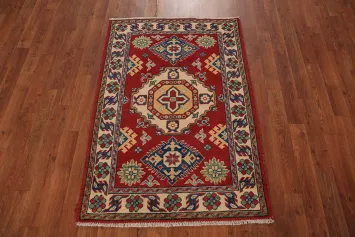 Handmade Wool Red Kazak Accent Rug 3x4