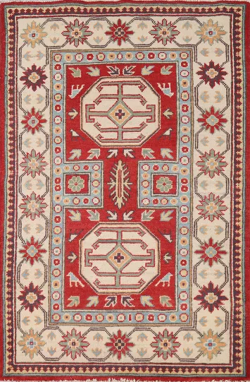 Red Kazak Handmade Wool Accent Rug 3x4