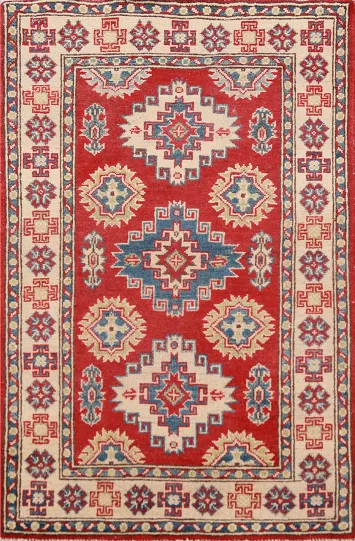 Red Kazak Handmade Wool Accent Rug 3x4