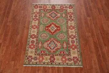 Green Kazak Handmade Wool Accent Rug 3x4