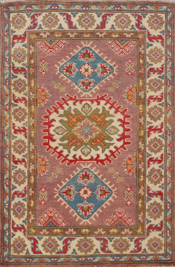 Brown Kazak Handmade Wool Accent Rug 3x4