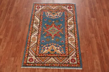 Blue Kazak Handmade Wool Accent Rug 3x4