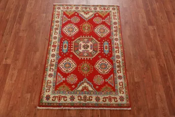 Red Kazak Handmade Wool Accent Rug 3x4