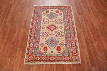 Geometric Kazak Handmade Wool Accent Rug 3x4