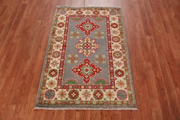 Gray Kazak Handmade Wool Accent Rug 3x4