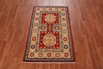 Red Kazak Handmade Wool Accent Rug 3x4