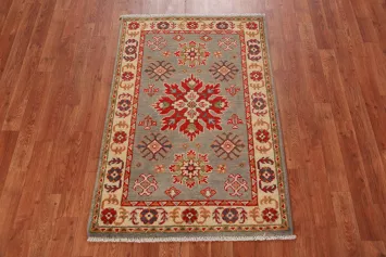 Geometric Kazak Handmade Wool Accent Rug 3x4