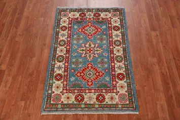 Blue Kazak Handmade Wool Accent Rug 3x4