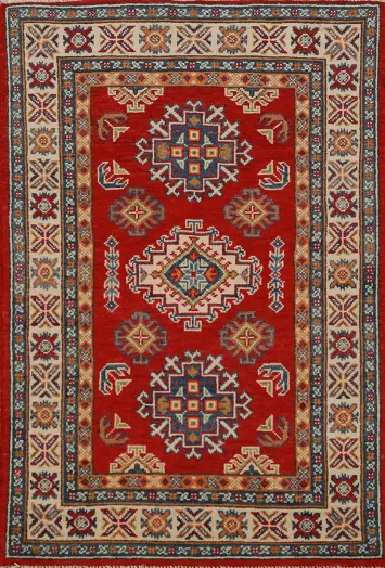 Red Kazak Handmade Wool Accent Rug 3x4