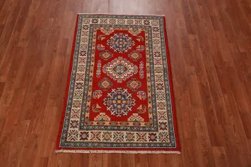Red Kazak Handmade Wool Accent Rug 3x4
