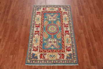 Blue Kazak Handmade Wool Accent Rug 3x4