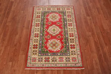 Geometric Kazak Handmade Wool Accent Rug 3x4