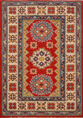 Red Kazak Handmade Wool Accent Rug 3x4