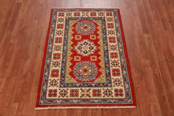 Red Kazak Handmade Wool Accent Rug 3x4