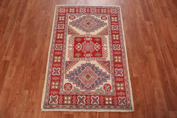 Geometric Kazak Handmade Wool Accent Rug 3x4