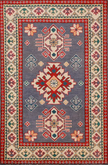 Blue Kazak Handmade Wool Accent Rug 3x4