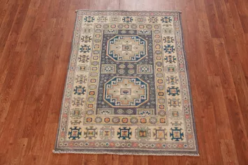 Geometric Kazak Handmade Wool Accent Rug 3x4