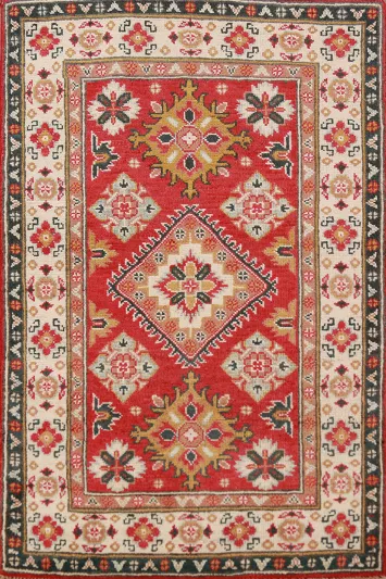 Red Kazak Handmade Wool Accent Rug 3x4