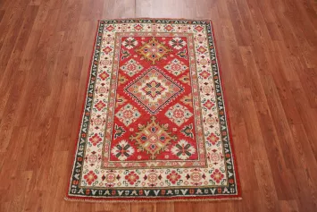 Red Kazak Handmade Wool Accent Rug 3x4