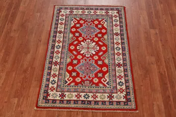 Red Kazak Handmade Wool Accent Rug 3x4