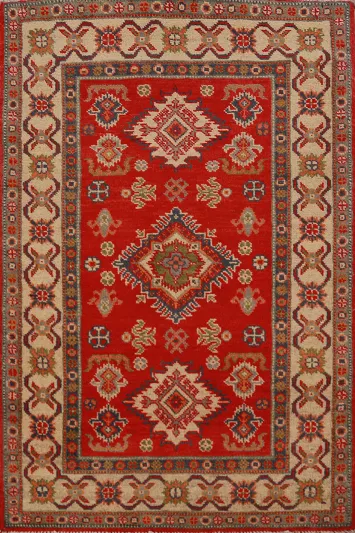 Red Kazak Handmade Wool Accent Rug 3x4