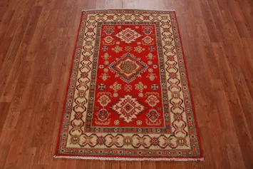 Red Kazak Handmade Wool Accent Rug 3x4