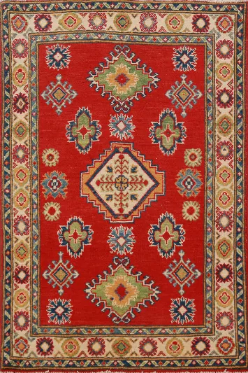 Red Kazak Handmade Wool Accent Rug 3x4