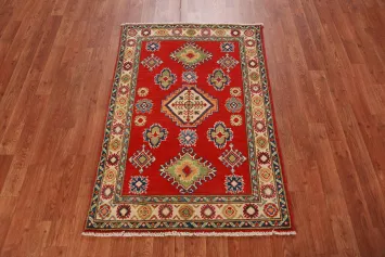 Red Kazak Handmade Wool Accent Rug 3x4