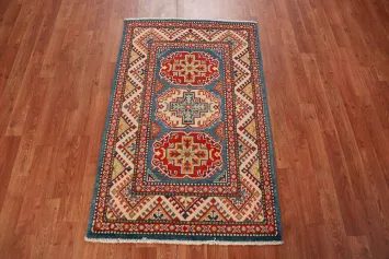 Blue Kazak Handmade Wool Accent Rug 3x4