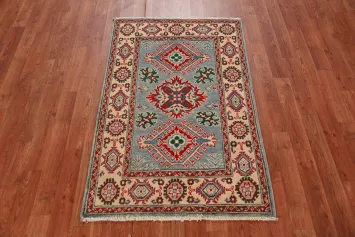Light Blue Kazak Handmade Wool Accent Rug 3x4
