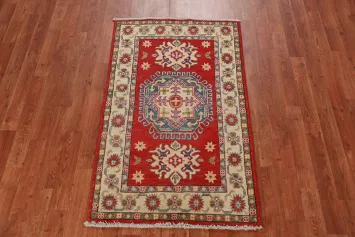 Geometric Kazak Handmade Wool Accent Rug 3x4