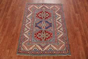 Geometric Kazak Handmade Wool Accent Rug 3x4