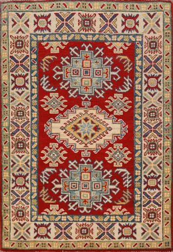 Red Kazak Handmade Wool Accent Rug 3x4