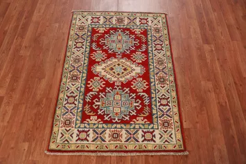 Red Kazak Handmade Wool Accent Rug 3x4
