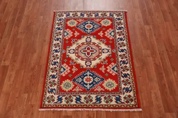Red Kazak Handmade Wool Accent Rug 3x4